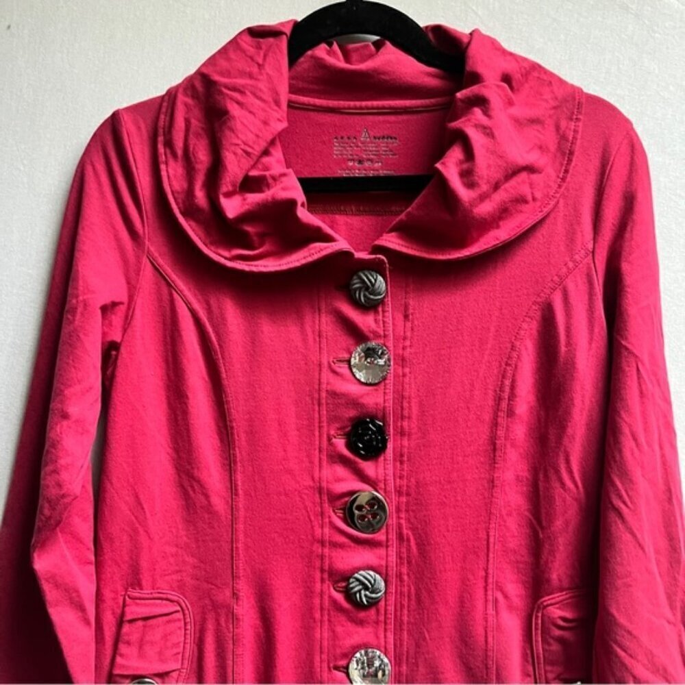 Neon Buddha Pink Cotton Cowl Collar Button Jacket Women's Size XS - Picture 4 of 8